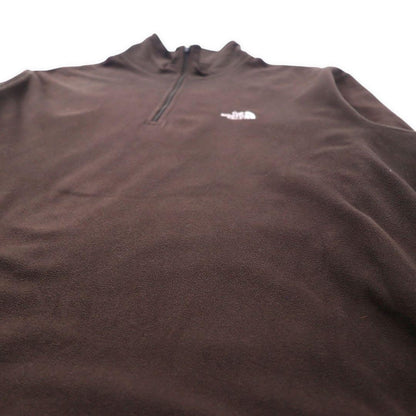 THE NORTH FACE Half Zip Fleece Jacket L Brown Polyester One Point Logo Embroidery