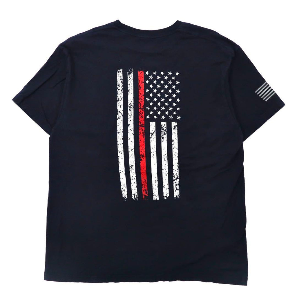 ann aranr プリントTシャツ XL ネイビー コットン 星条旗 Fire & Rescue Maltese Cross Firefighter Fire Courage Honor メキシコ製