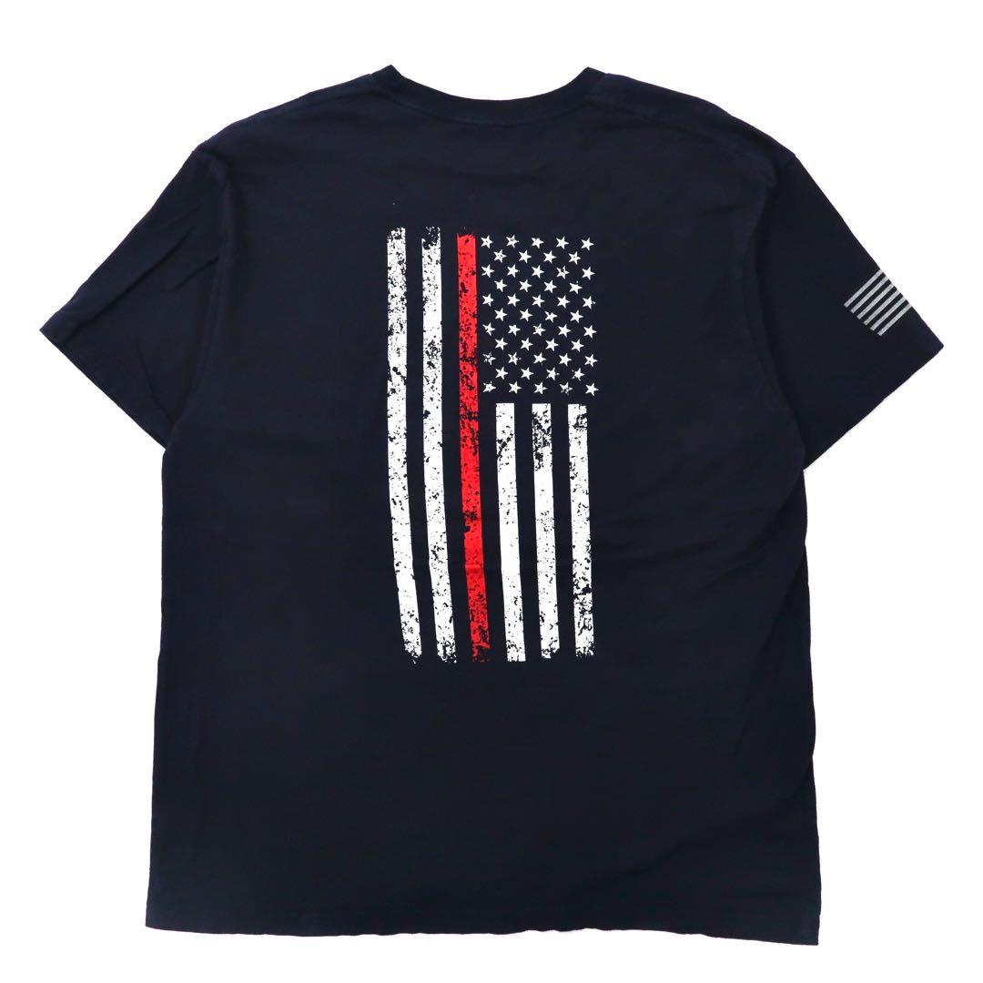 ann aranr プリントTシャツ XL ネイビー コットン 星条旗 Fire & Rescue Maltese Cross Firefighter Fire Courage Honor メキシコ製