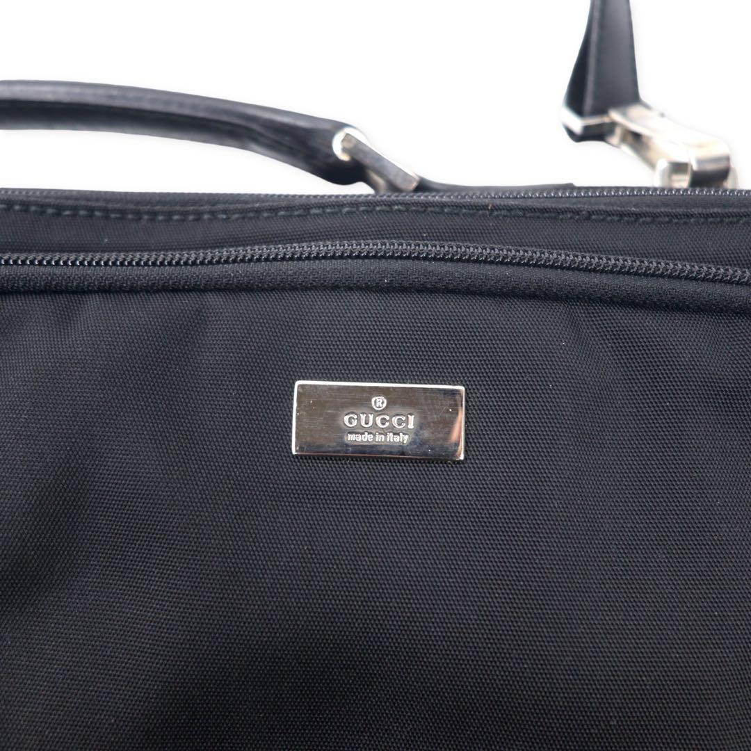 GUCCI 2WAY Briefcase Business Bag Black Nylon Canvas Leather Switch 015 3402 001553 Made in Italy