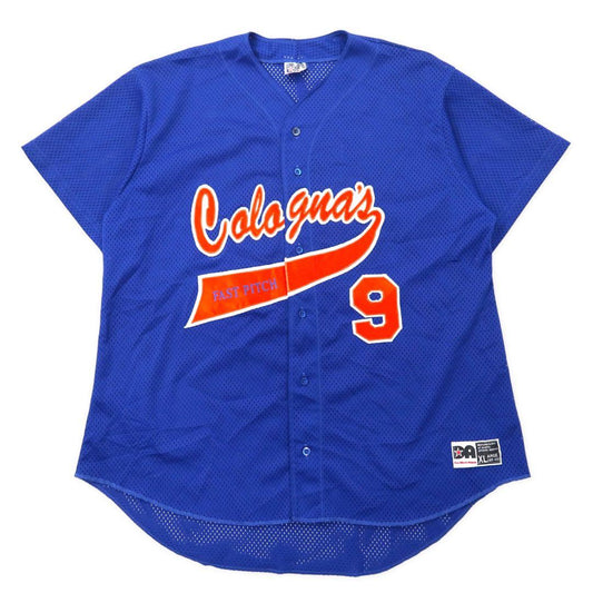 Don Alleson Athletic USA製 ベースボールシャツ ゲームシャツ XL ブルー ポリエステル メッシュ ナンバリング ビッグサイズ