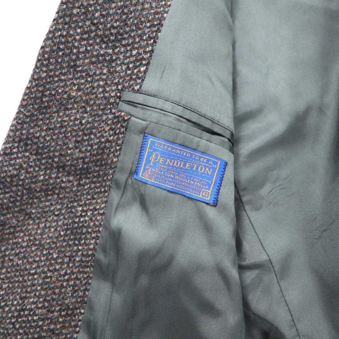 Made in USA 80's PENDLETON 2B Tweed Jacket 40 Gray Wool Leather Elbow Patch