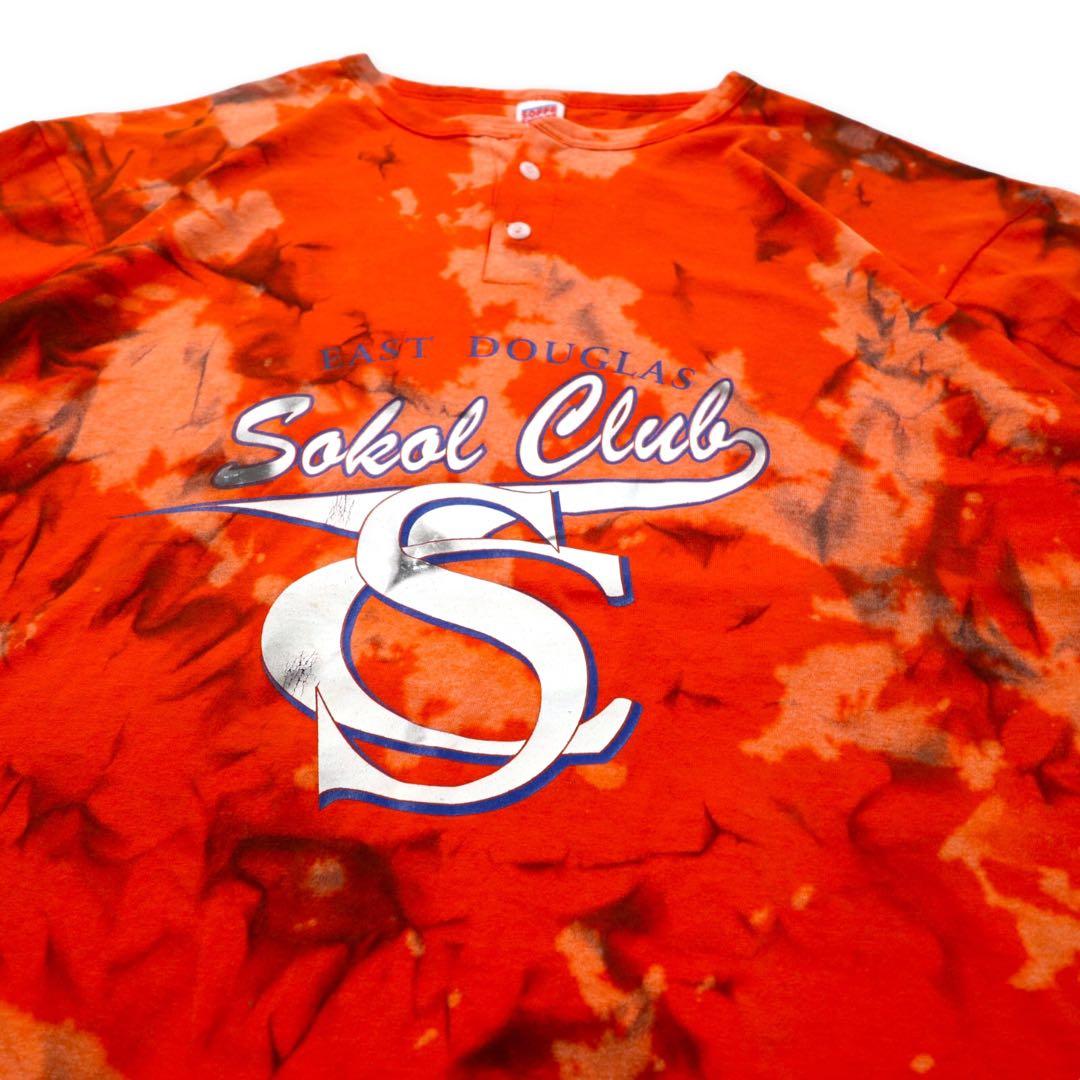 SOFFE SHIRTS USA製 90年代 ベースボール プリントTシャツ XXL オレンジ タイダイ コットン ナンバリング EAST DOUGLAS Sokol Club ビッグサイズ