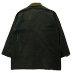 WAX WORKS オイルドジャケット コート XL カーキ コットン 襟コーデュロイ ダブルジップ イングランド製
