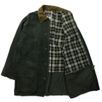 WAX WORKS オイルドジャケット コート XL カーキ コットン 襟コーデュロイ ダブルジップ イングランド製