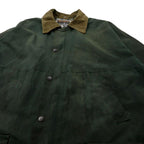 WAX WORKS オイルドジャケット コート XL カーキ コットン 襟コーデュロイ ダブルジップ イングランド製