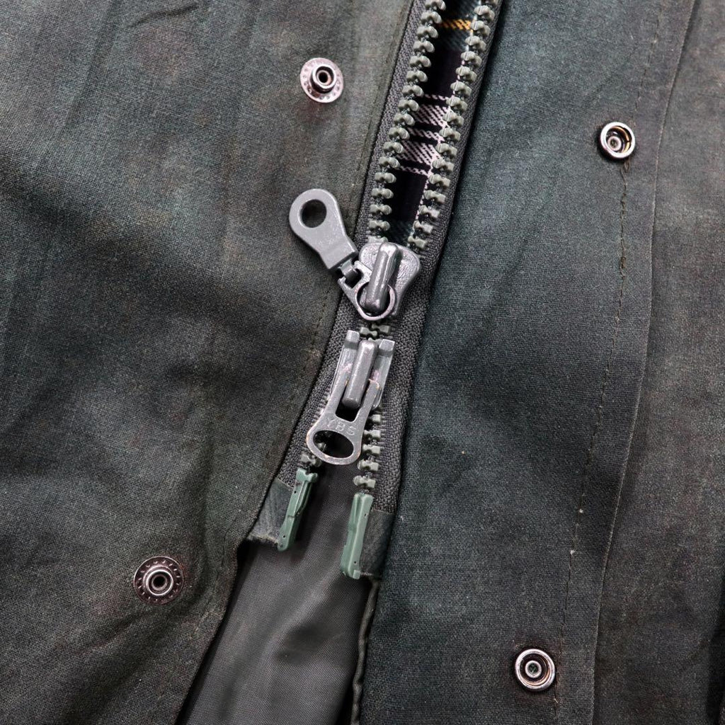 WAX WORKS オイルドジャケット コート XL カーキ コットン 襟コーデュロイ ダブルジップ イングランド製