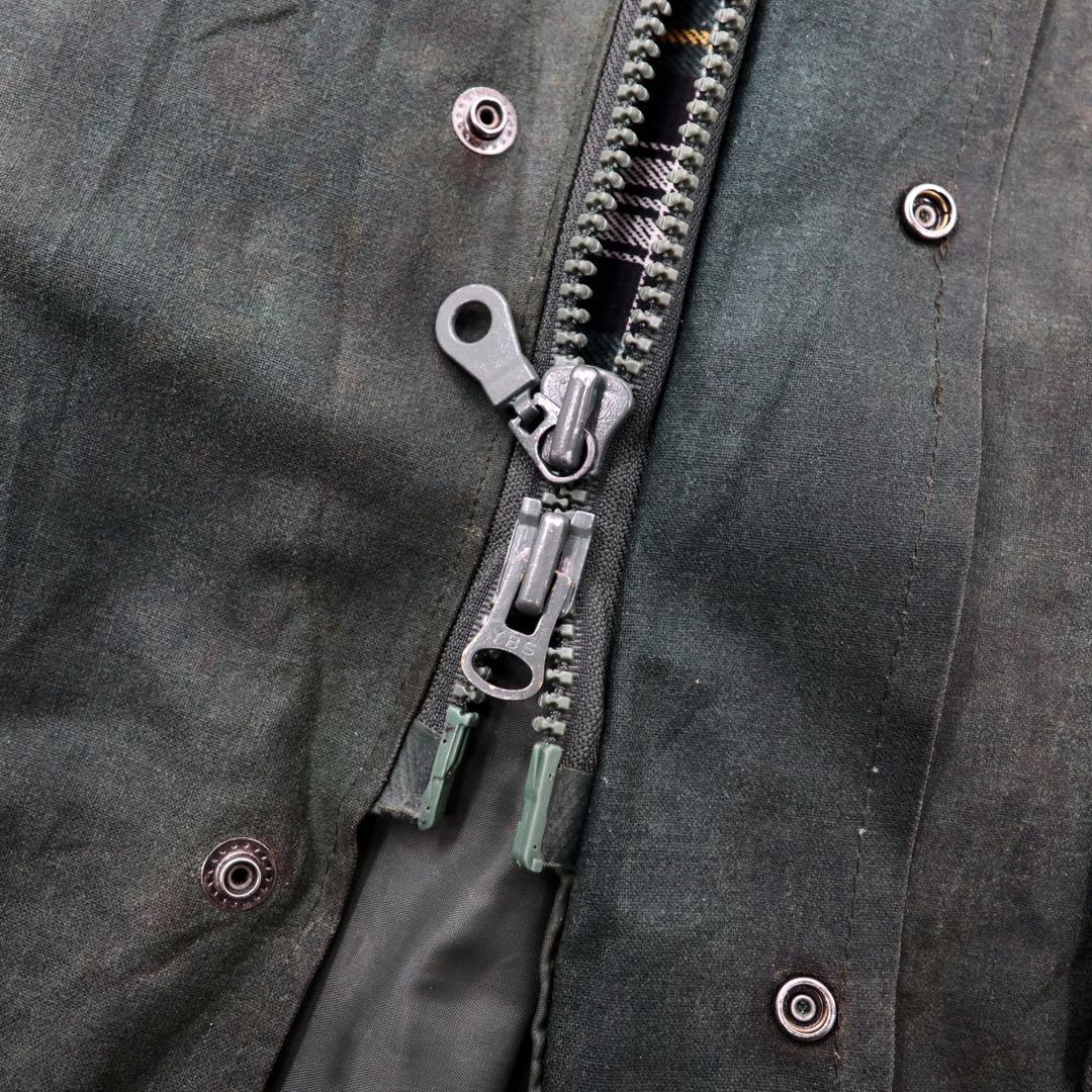 WAX WORKS オイルドジャケット コート XL カーキ コットン 襟コーデュロイ ダブルジップ イングランド製