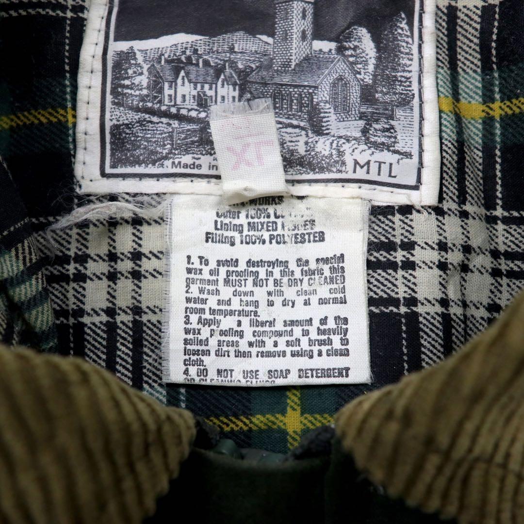 Made in England WAX WORKS Oiled Jacket Coat XL Khaki Cotton Collar Corduroy Double Zip