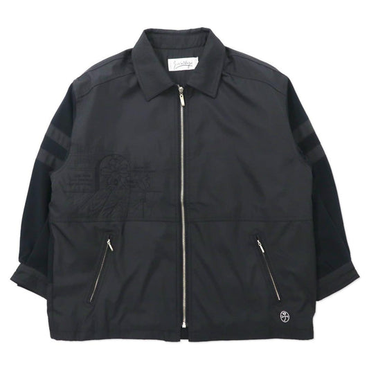 JC de Castelbajac スウィングトップ ハリントンジャケット 50 ブラック ナイロン キャラクター刺繍 イタリア製