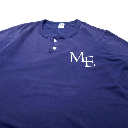 USA製 RUSSELL ATHLETIC 80年代 ヘンリーネック Tシャツ XL ネイビー コットン バックプリント McCANN-ERICKSON MEN'S SOFTBALL