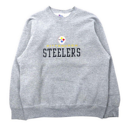 PRO PLAYER USA製 90年代 NFL フットボール スウェット L グレー コットン 裏起毛 PITTSBURGH STEELERS