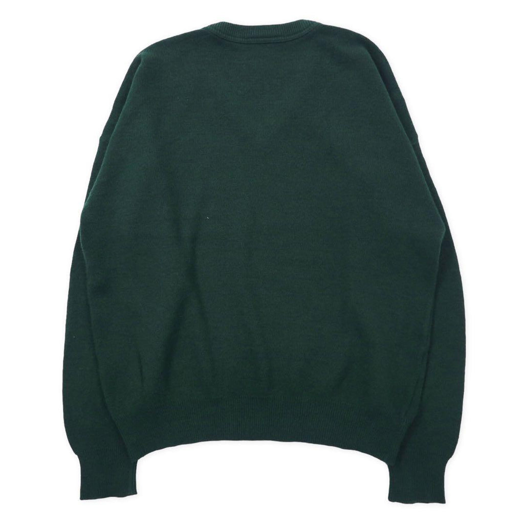 CHEMISE LACOSTE フランス製 80年代 フレンチラコステ Vネック アクリルニット セーター 4 グリーン ウール ワンポイントロゴ ビッグサイズ