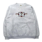 TULTEX 90's Kokopelli Indian Embroidery Sweatshirt L Gray Cotton Made in Mexico