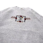 TULTEX 90's Kokopelli Indian Embroidery Sweatshirt L Gray Cotton Made in Mexico