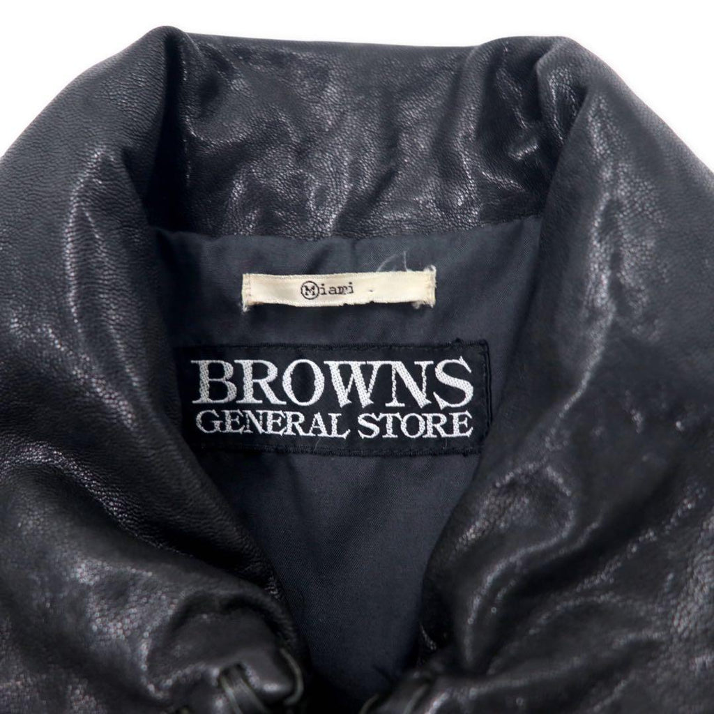 BROWNS GENERAL STORE ゴートレザー ライダースジャケット M ブラック 山羊革 コンチョボタン