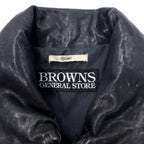 BROWNS GENERAL STORE ゴートレザー ライダースジャケット M ブラック 山羊革 コンチョボタン
