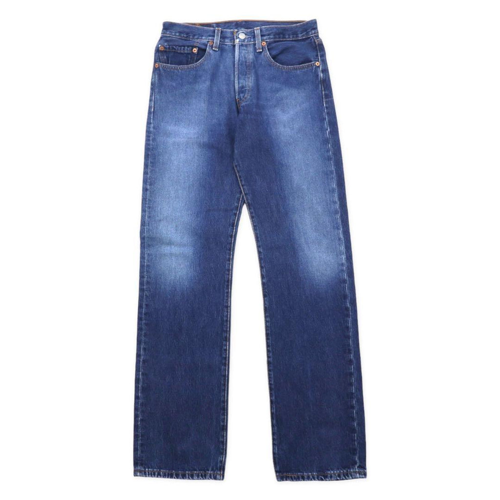 Levi's 90's 501 Regular Straight Denim Pants L Blue Button Back 647 Small e Paper Tag Single Stitch Hem Made in Mexico