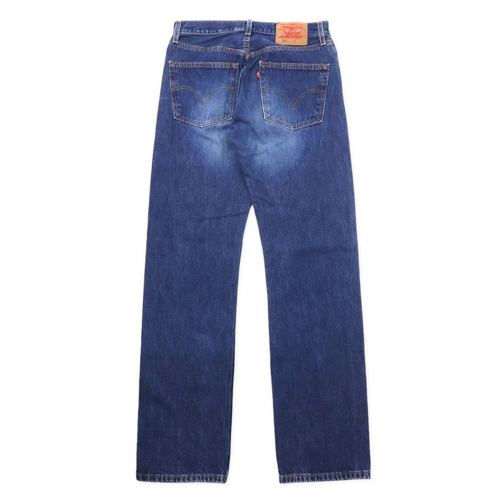 Levi's 90's 501 Regular Straight Denim Pants L Blue Button Back 647 Small e Paper Tag Single Stitch Hem Made in Mexico