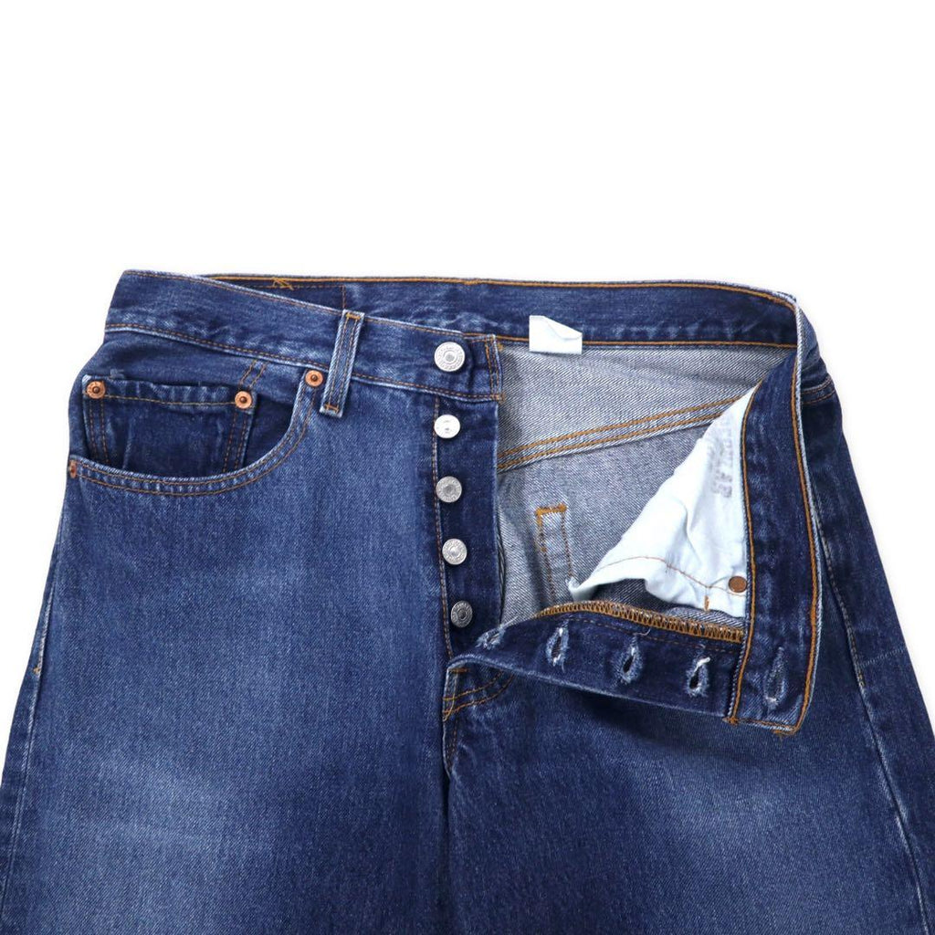 Levi's 90's 501 Regular Straight Denim Pants L Blue Button Back 647 Small e Paper Tag Single Stitch Hem Made in Mexico