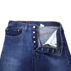 Levi's 90's 501 Regular Straight Denim Pants L Blue Button Back 647 Small e Paper Tag Single Stitch Hem Made in Mexico