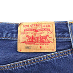 Levi's 90's 501 Regular Straight Denim Pants L Blue Button Back 647 Small e Paper Tag Single Stitch Hem Made in Mexico