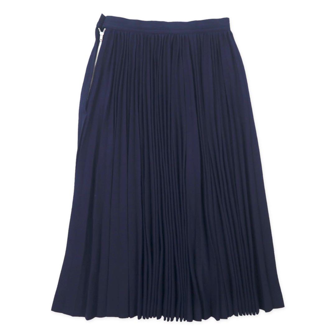 Y's Pleated Skirt S Navy Polyester Rayon YL-S18-601 Made in Japan