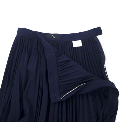 Y's プリーツ スカート S ネイビー ポリエステル レーヨン YL-S18-601 日本製