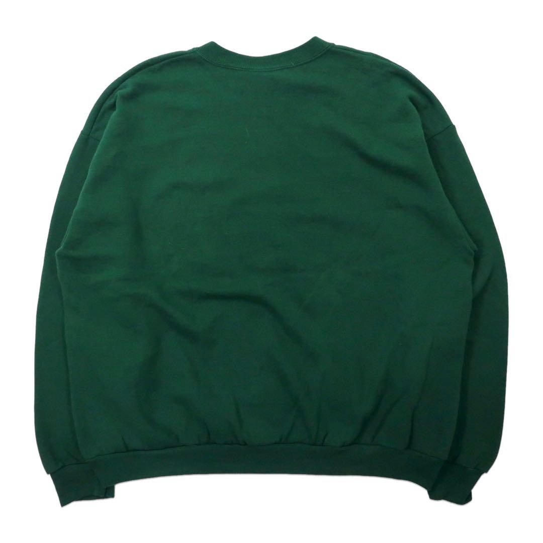 Made in USA Lee 90's College Print Sweatshirt XL Green Cotton Brushed Back WAYNE STATE UNIVERSITY