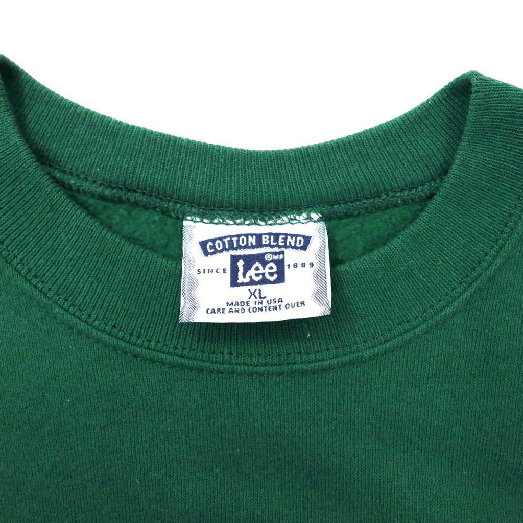 Made in USA Lee 90's College Print Sweatshirt XL Green Cotton Brushed Back WAYNE STATE UNIVERSITY