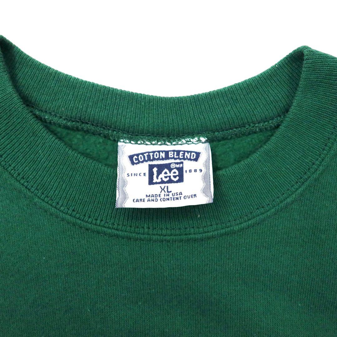 Made in USA Lee 90's College Print Sweatshirt XL Green Cotton Brushed Back WAYNE STATE UNIVERSITY