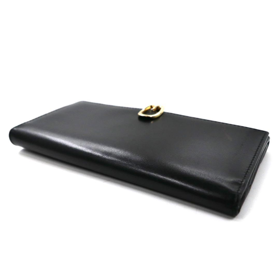 GUCCI long wallet black leather calfskin G logo metal fittings 035-2192-4841 Made in Italy