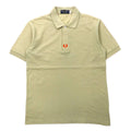 FRED PERRY Polo Shirt M Beige Cotton One Point Logo Embroidery