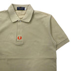 FRED PERRY Polo Shirt M Beige Cotton One Point Logo Embroidery