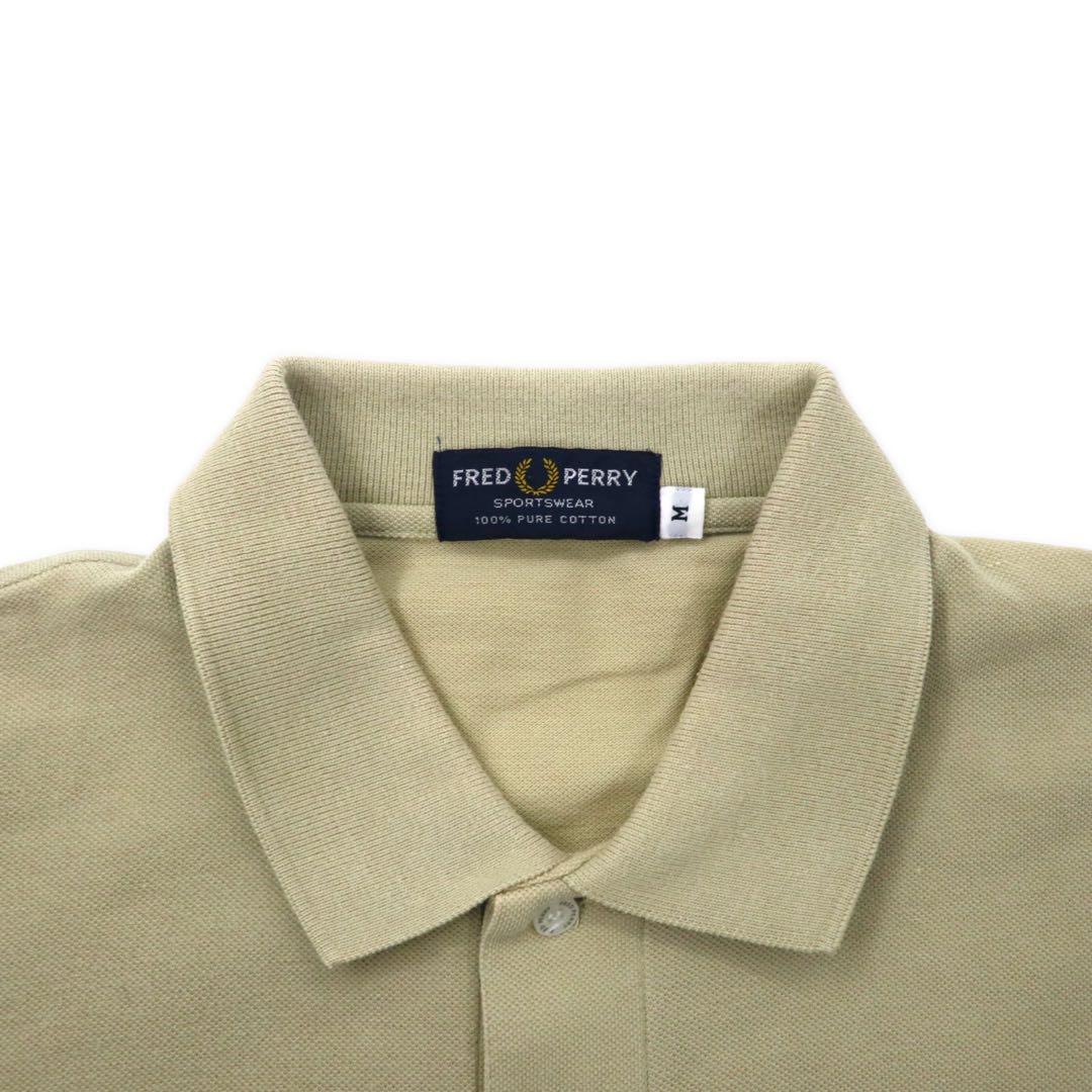 FRED PERRY Polo Shirt M Beige Cotton One Point Logo Embroidery