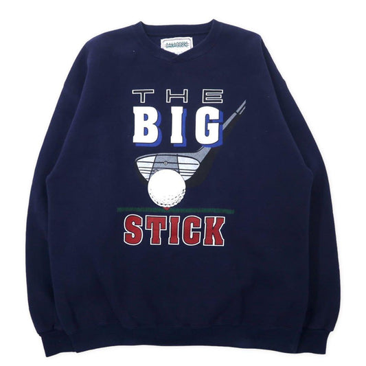 DANAGGERS USA製 90年代 プリント スウェット L ネイビー コットン 裏起毛 THE BIG STICK ビッグサイズ