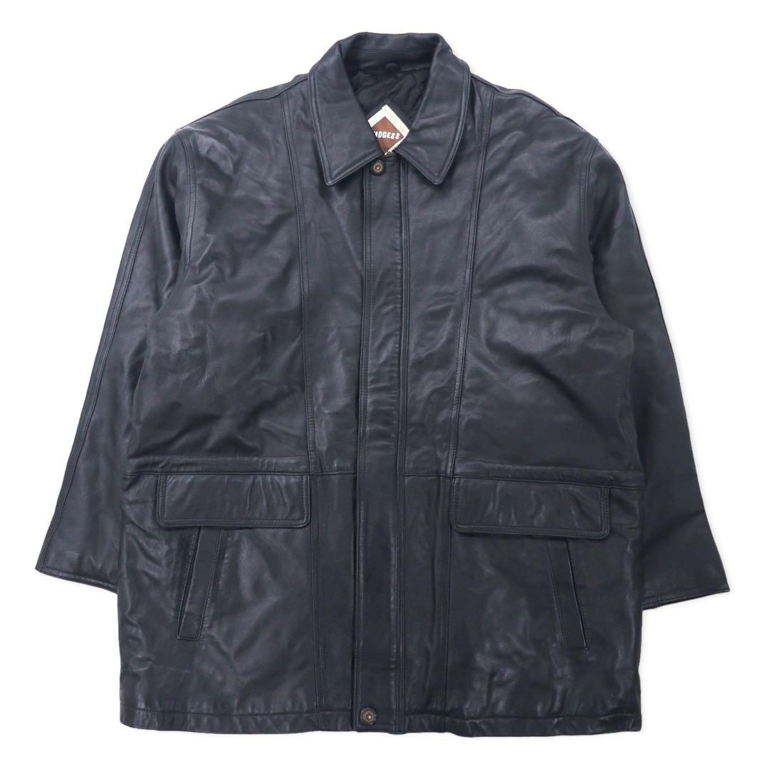 LMOGESS Lamb Leather Car Coat 3L Black Sheep Leather Quilted Liner Drawcord