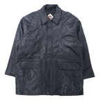 LMOGESS Lamb Leather Car Coat 3L Black Sheep Leather Quilted Liner Drawcord