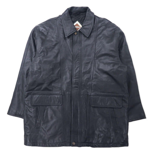 LMOGESS ラムレザー カーコート 3L ブラック 羊革 キルティングライナー ドローコード