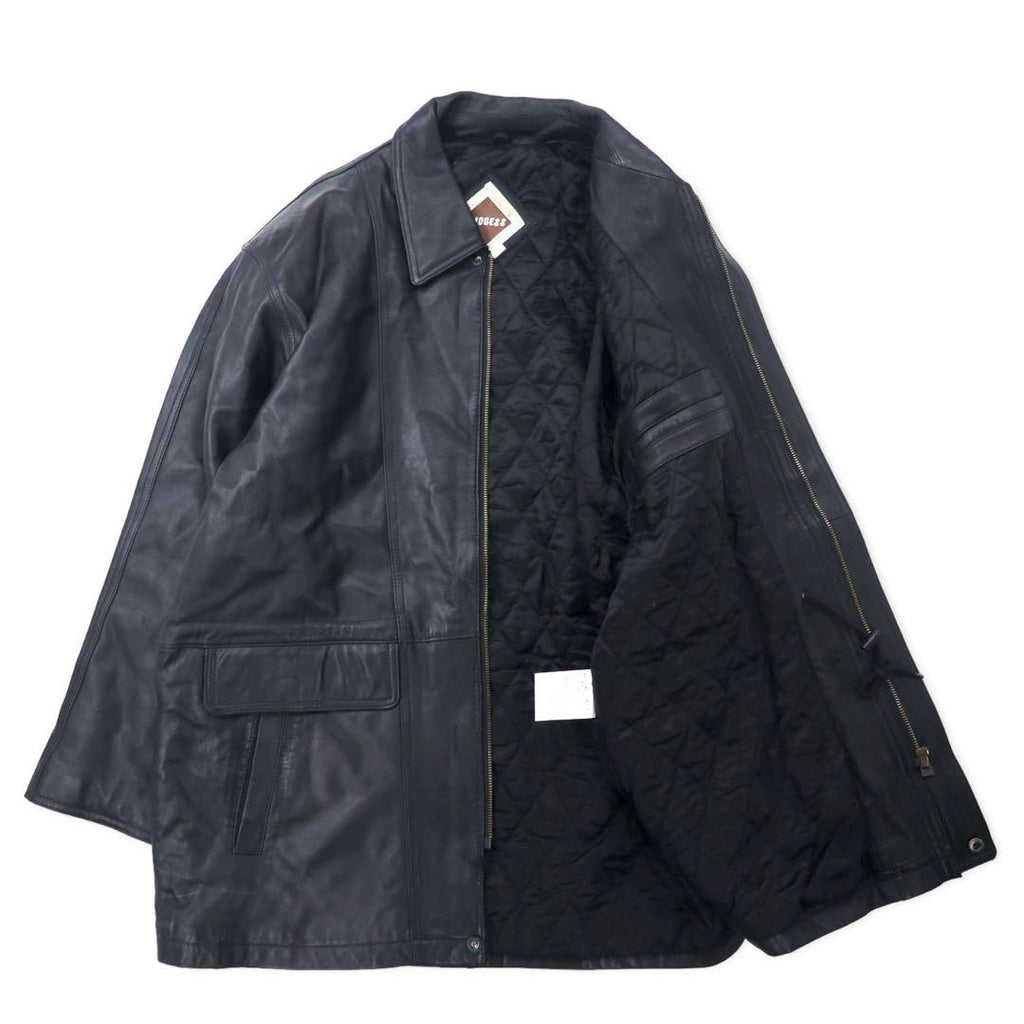 LMOGESS Lamb Leather Car Coat 3L Black Sheep Leather Quilted Liner Drawcord