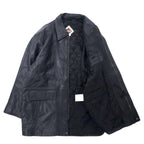 LMOGESS Lamb Leather Car Coat 3L Black Sheep Leather Quilted Liner Drawcord