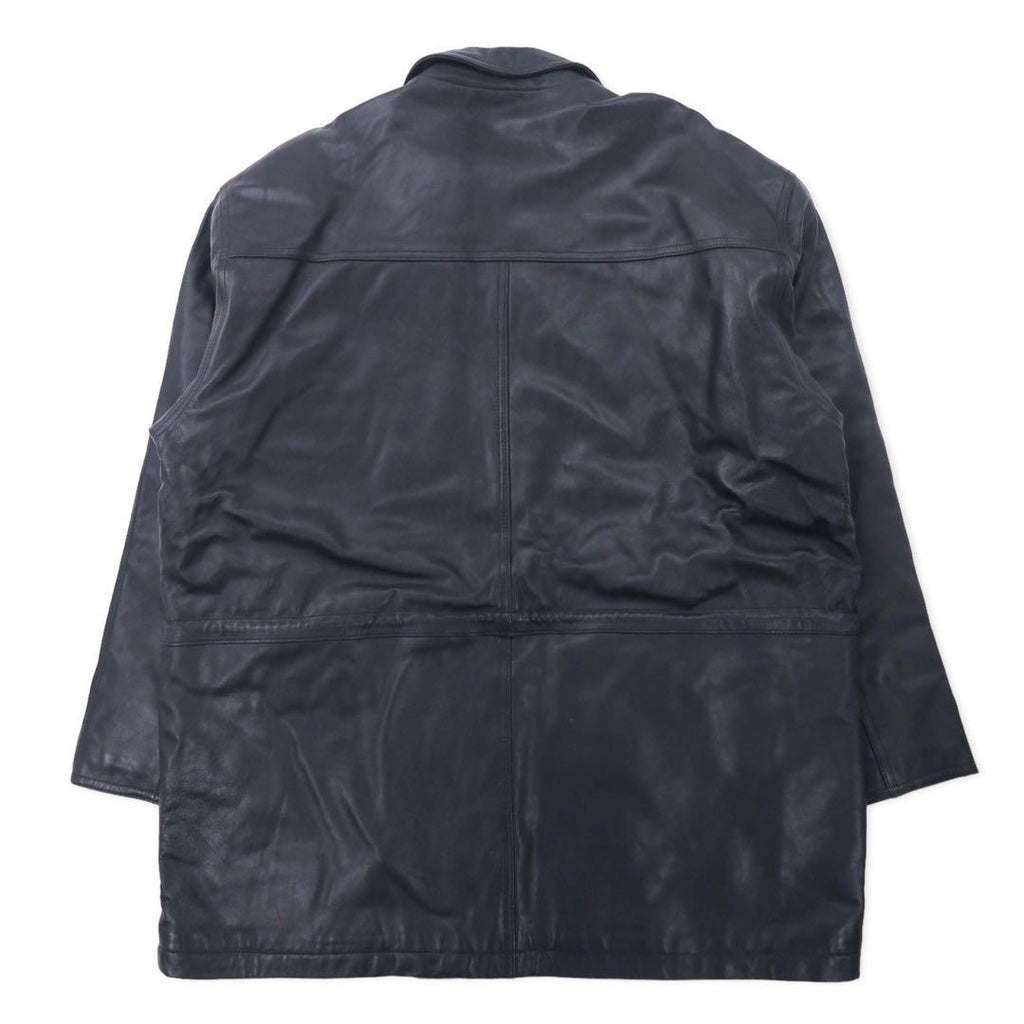 LMOGESS Lamb Leather Car Coat 3L Black Sheep Leather Quilted Liner Drawcord