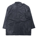 LMOGESS Lamb Leather Car Coat 3L Black Sheep Leather Quilted Liner Drawcord