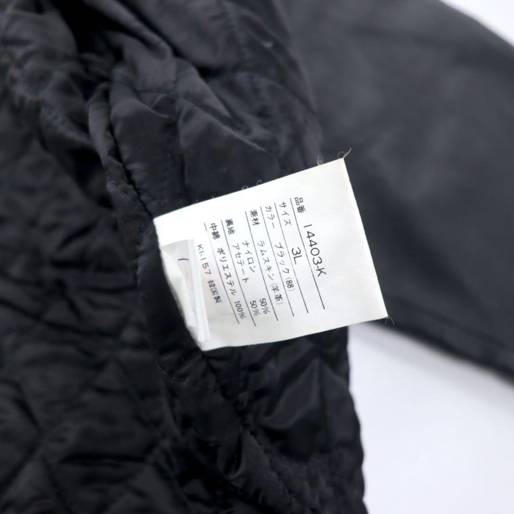LMOGESS Lamb Leather Car Coat 3L Black Sheep Leather Quilted Liner Drawcord