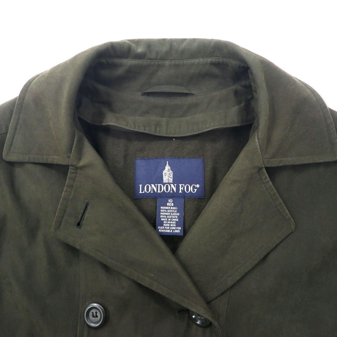 LONDON FOG Trench Coat 10 Brown Polyester Hood Detachable Liner Detachable