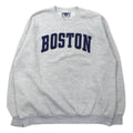 Lee 90's College Print Sweatshirt L Gray Cotton Brushed Back BOSTON