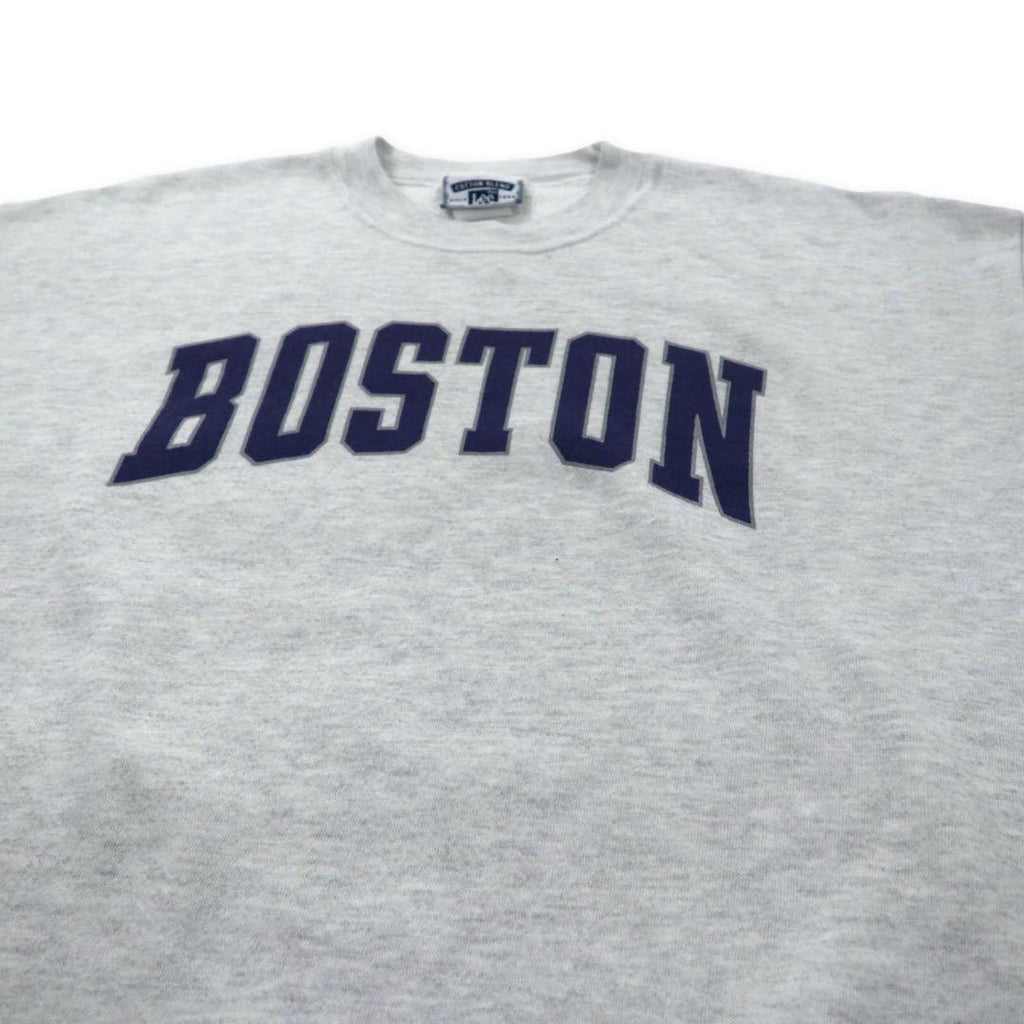 Lee 90's College Print Sweatshirt L Gray Cotton Brushed Back BOSTON
