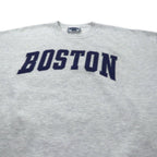 Lee 90's College Print Sweatshirt L Gray Cotton Brushed Back BOSTON