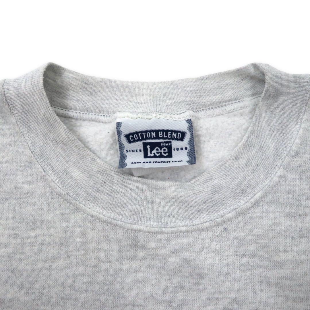 Lee 90's College Print Sweatshirt L Gray Cotton Brushed Back BOSTON