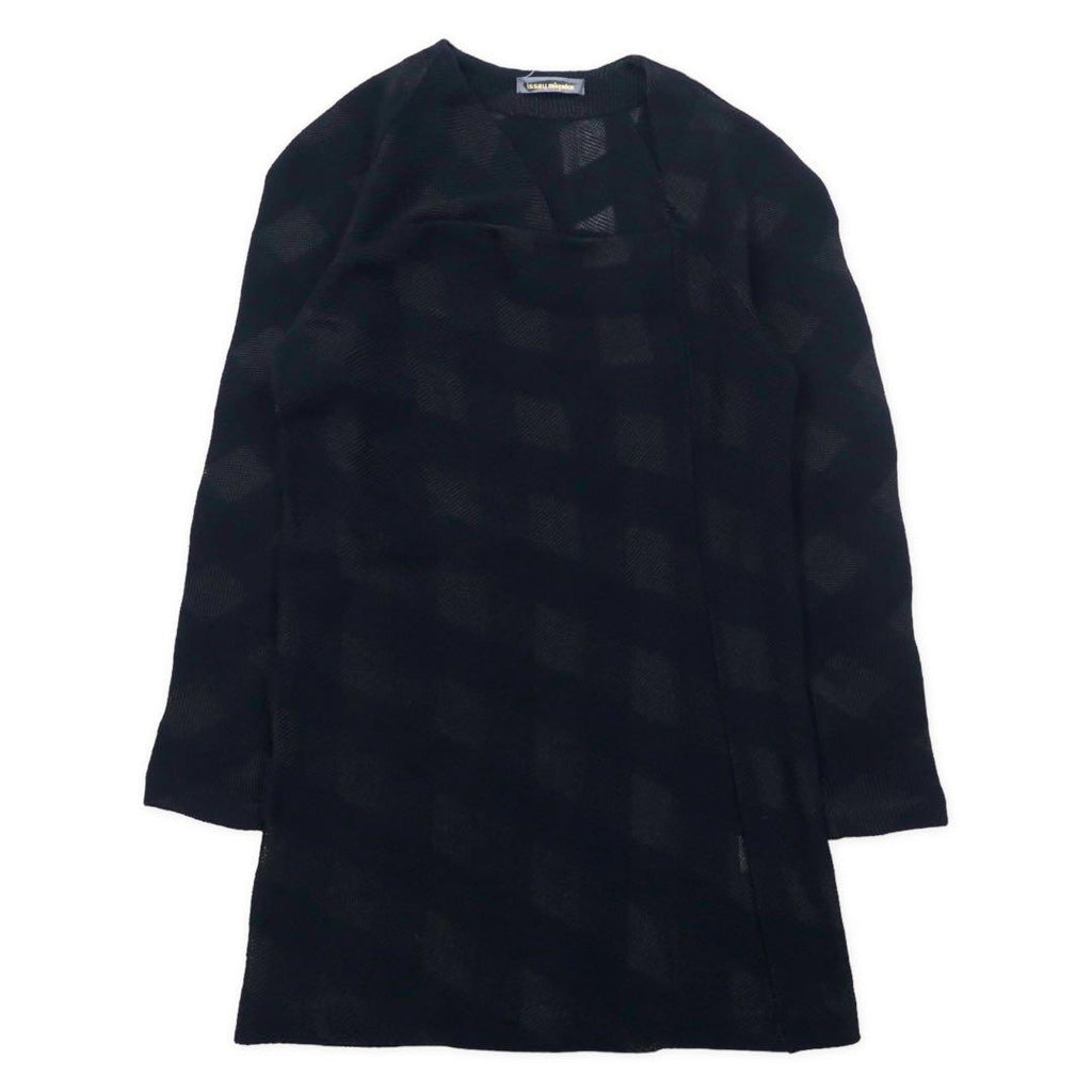 issey miyake 70's knit dress M black all over pattern acrylic asymmetric design deformation initial tag made in Japan